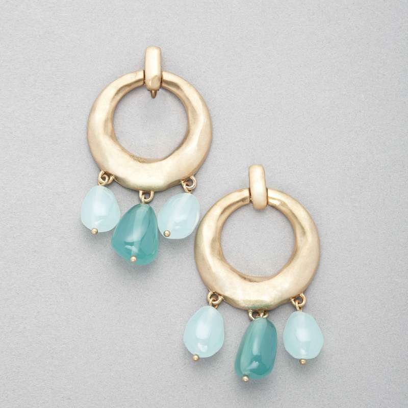 Turquoise !@#$% and Gold Hoop Earring, Gold, large image number 0